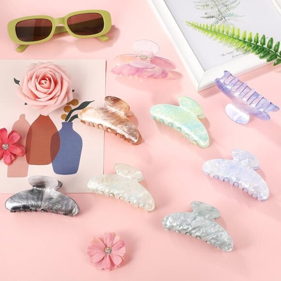 Acrylic Hair Claw Clips 8 Pack Large Non-slip Strong Hold for Thick Hair